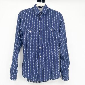 Age of Wisdom Mens Western Daisy Floral Stripe Pearl Snap Gauzy Shirt Size M